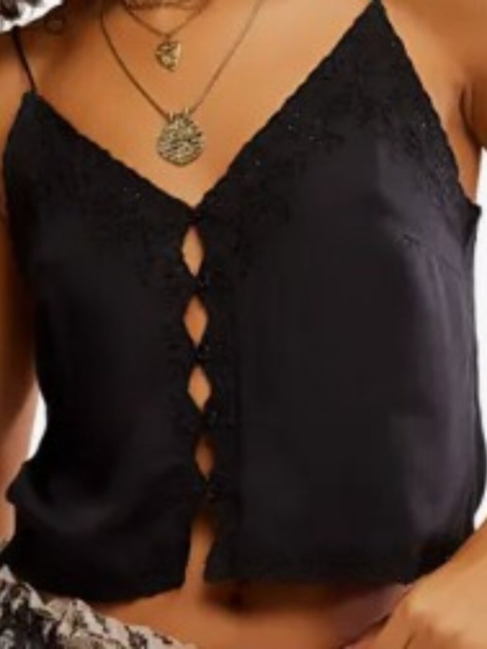 INTIMATELY by FREE PEOPLE Pieces of You Embroidered Button-Up Camisole Sz LARGE